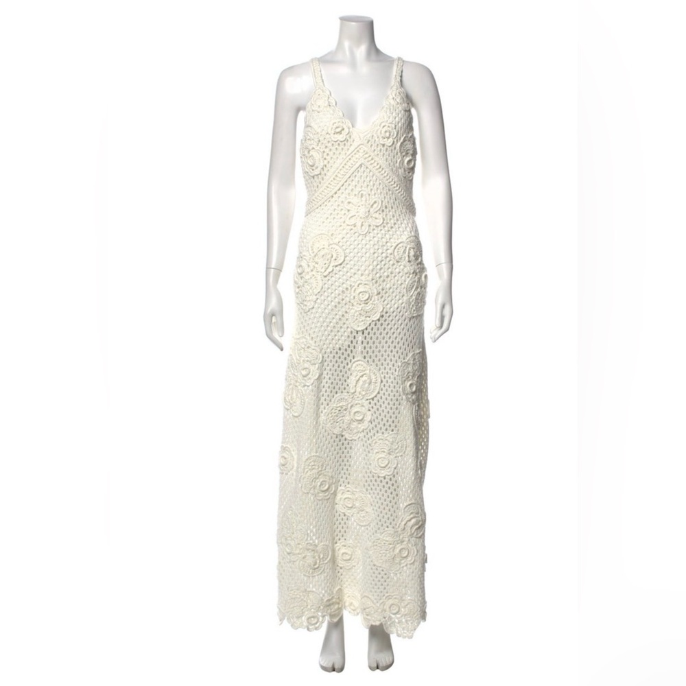 LoveShackFancy Rohesia Floral Crochet Maxi Dress in off white